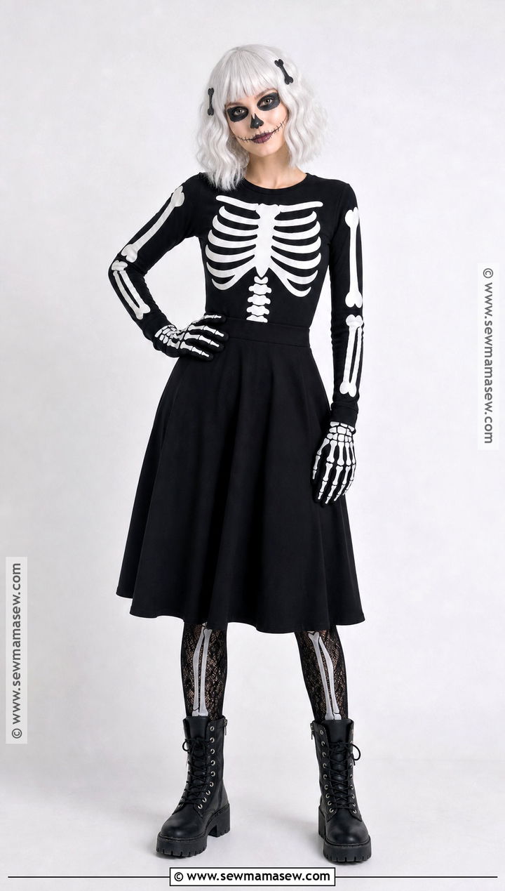 Skeleton Costume With Black Midi Skirt - 30 halloween costumes black skirt