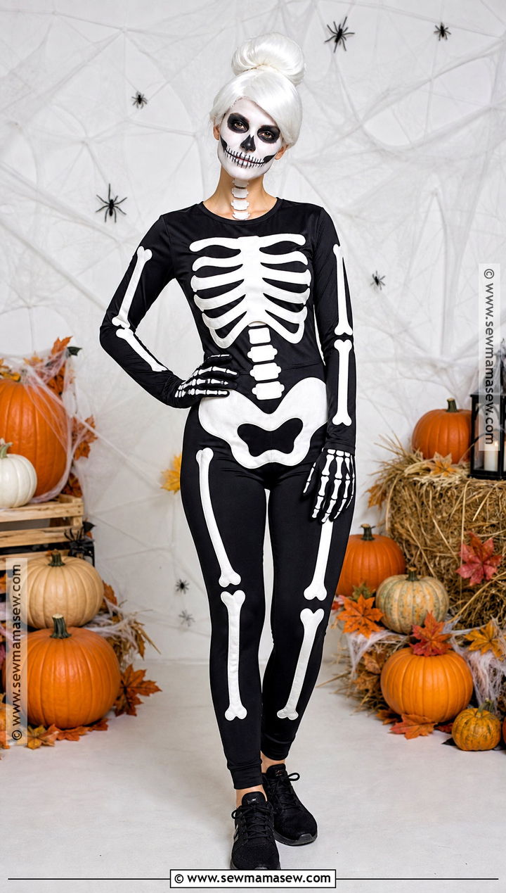 Skeleton Costume With Black Outfit - 35 quick easy halloween costumes for women