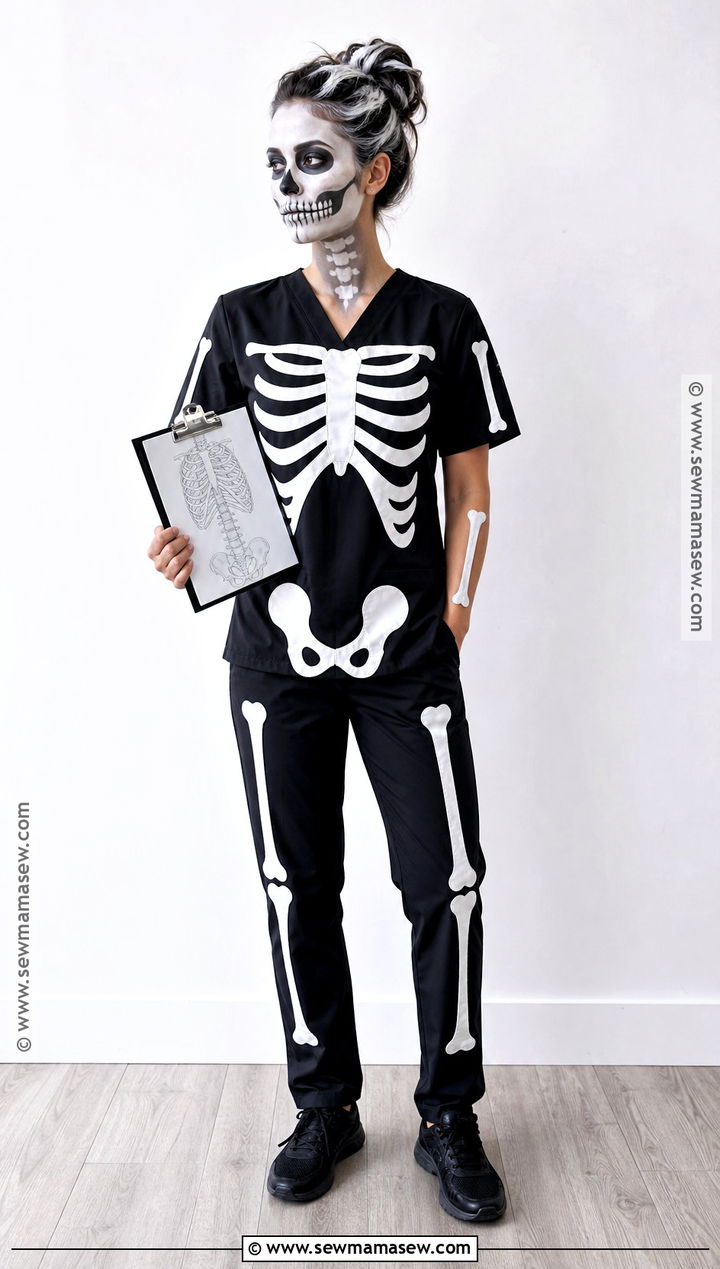 Skeleton Costume With Black Scrubs - 30 scrubs halloween costume ideas