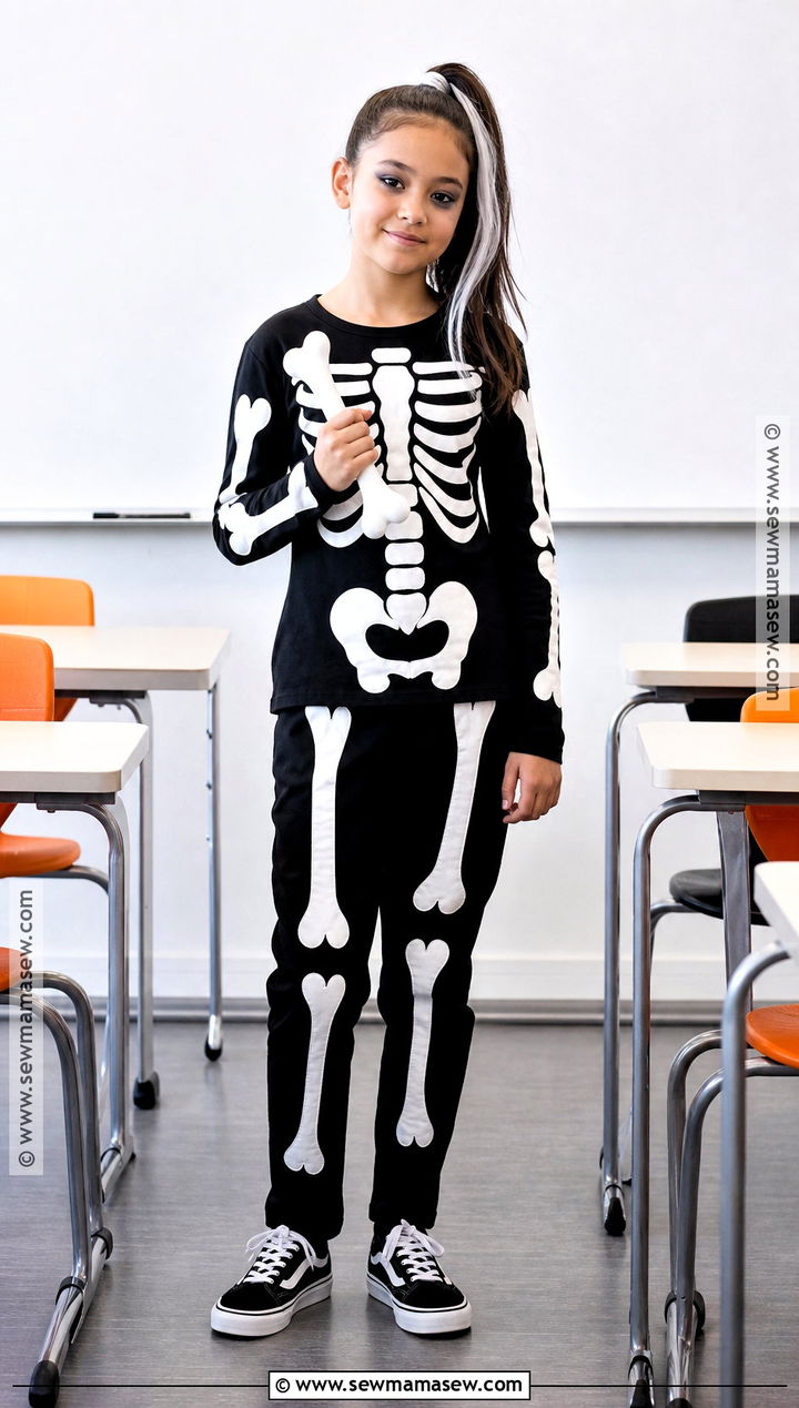 Skeleton Costume With Bone Details - 40 school halloween costumes