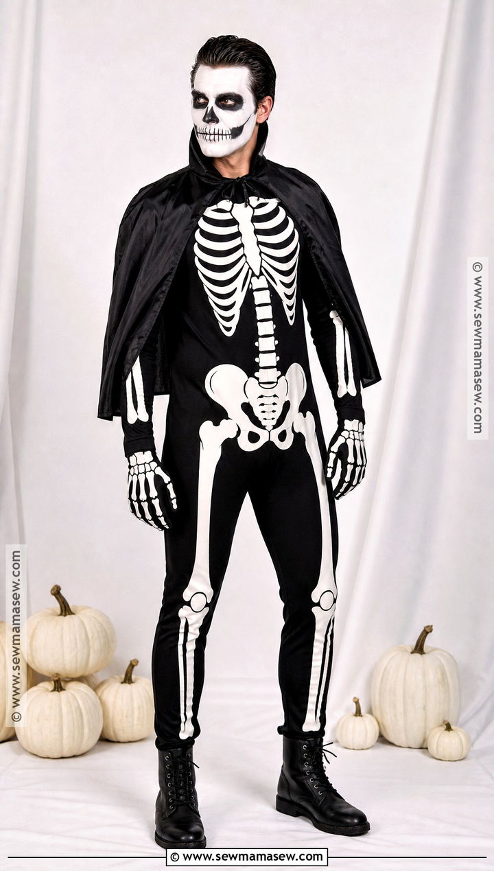 Skeleton Costume With Bone Print Makeup - 50 iconic halloween costumes