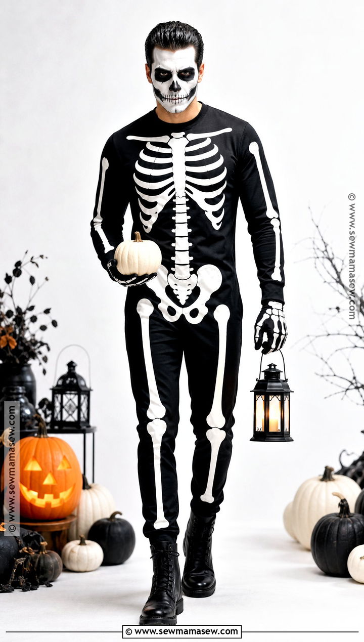 Skeleton Costume With Face Paint - 35 Halloween Costume Ideas for Men