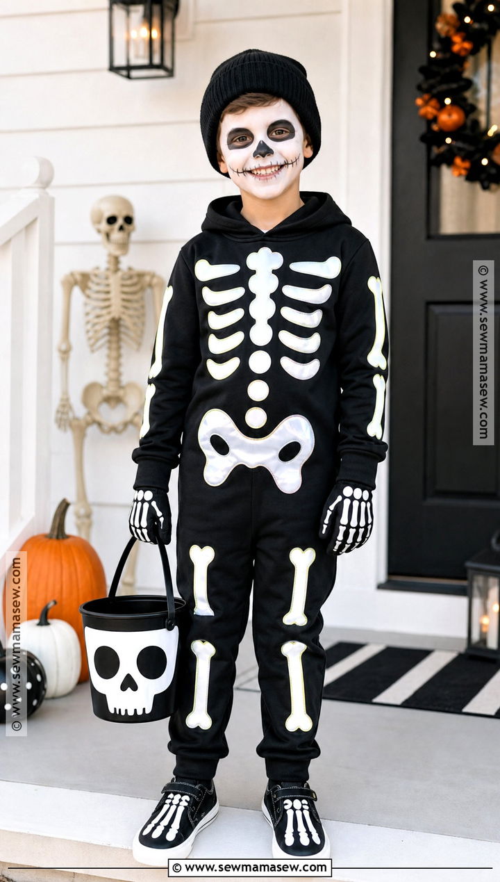 Skeleton Costume With Glow Details - 30 halloween costumes kids for boys