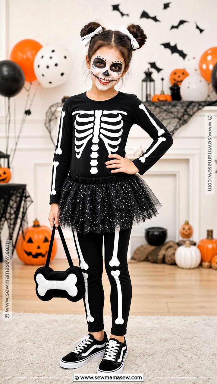 Skeleton Costume With Glow Details - 40 girls halloween costumes