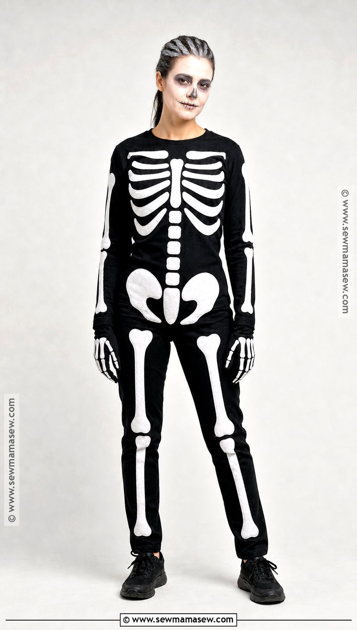 Skeleton Costume With Painted Bones - 30 Easy Homemade Halloween Costumes