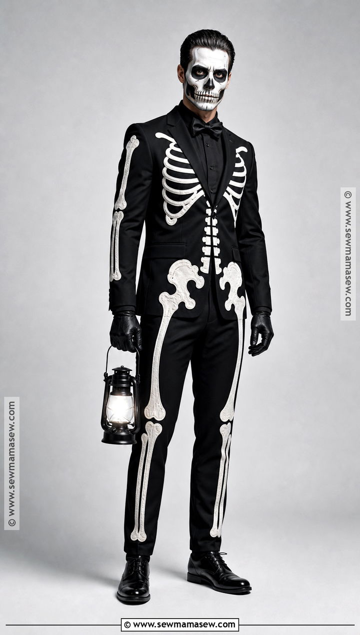 Skeleton Costume With Tailored Black Suit - 45 scary costumes