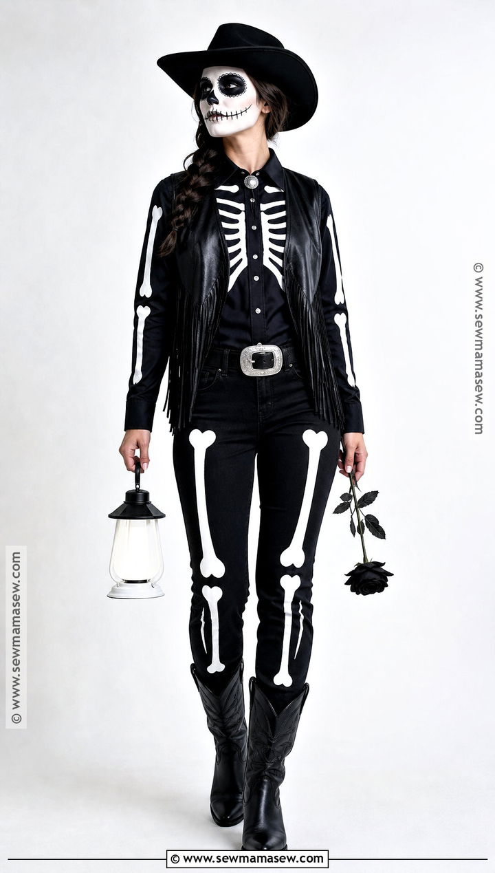 Skeleton Cowboy Costume - 30 Cowboy Halloween Costume Ideas for Women
