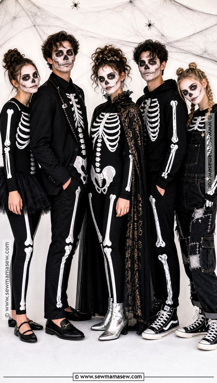 Skeleton Dance Group Halloween Costume - 35 group of 5 halloween costumes