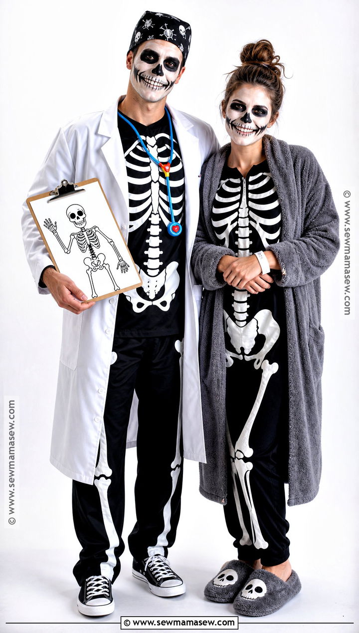 Skeleton Doctor And Patient Couple Costume - 30 Skeleton Couple Costume Ideas