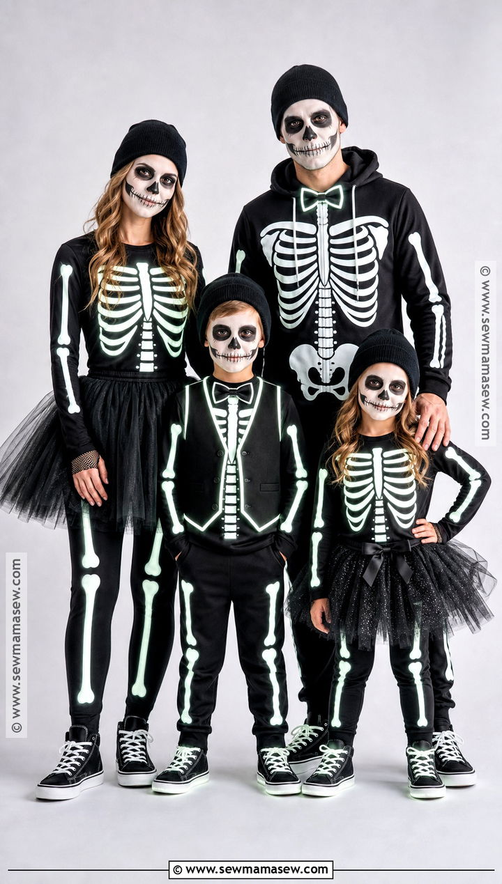 Skeleton Family Costume - 35 family of four halloween costumes
