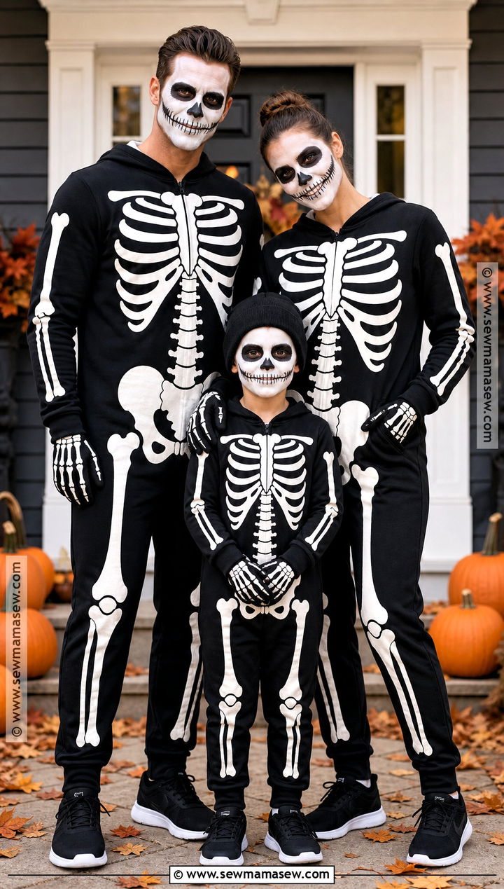 Skeleton Family Costume - 35 halloween family costumes for 3