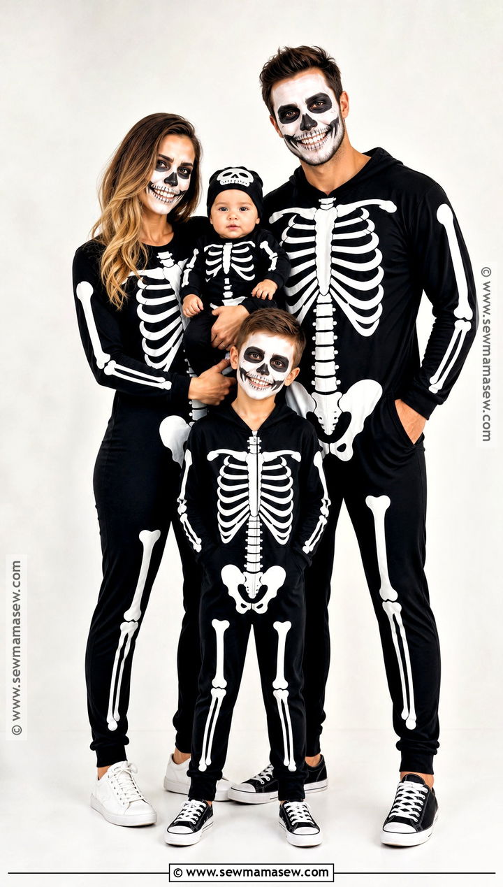 Skeleton Family Costume With Skeleton Baby - 30 Family Of 4 Halloween Costumes With for Babies