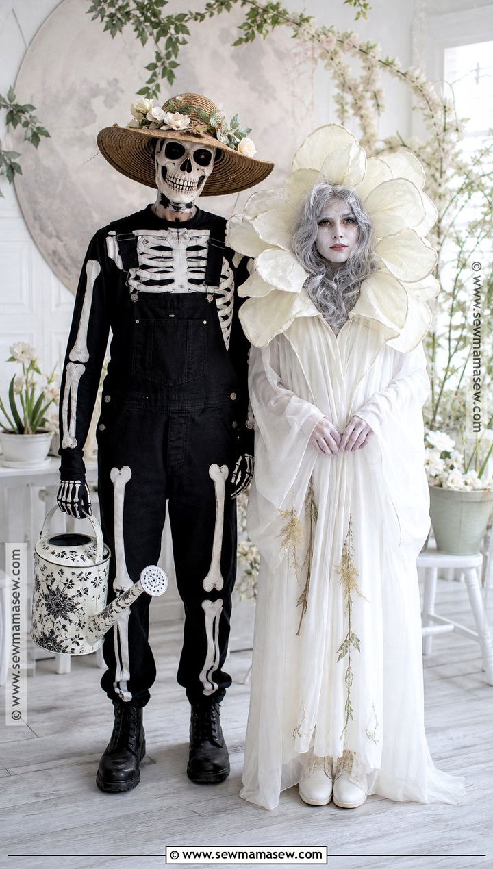 Skeleton Gardener And Ghost Flower Duo Costume - 40 duo halloween costumes unique