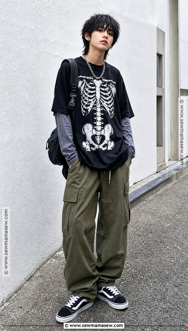 Skeleton Halloween Shirt With Cargo Pants - 35 Halloween Shirt Ideas
