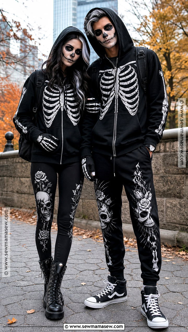 Skeleton Hoodie Couple Costume - 30 Skeleton Couple Costume Ideas