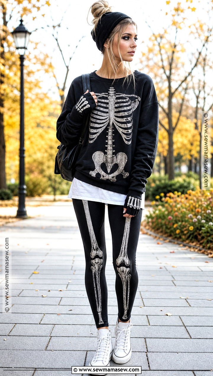 Skeleton Leggings And Oversized Sweatshirt Outfit - 30 skeleton clothes