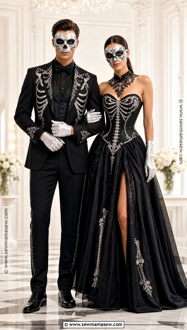 Skeleton Masquerade Couple Costume - 30 Skeleton Couple Costume Ideas