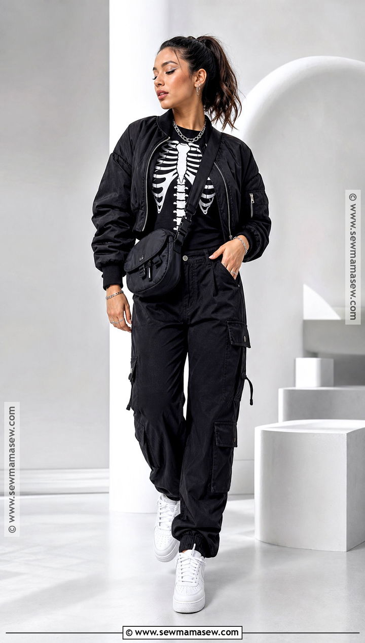 Skeleton Print Halloween Outfit - 40 halloween fits