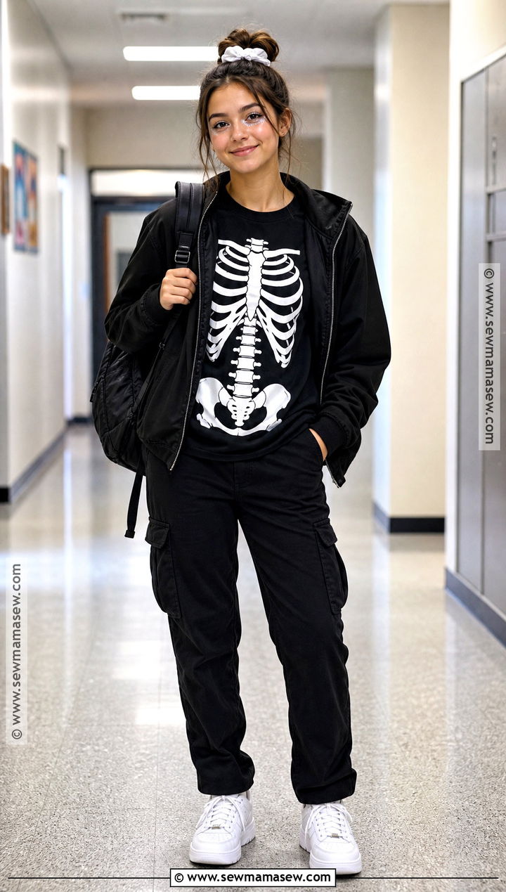 Skeleton Print Halloween School Outfit - 30 halloween school outfit ideas