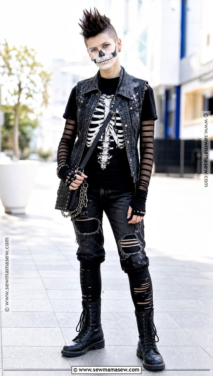Skeleton Punk Outfit With Combat Boots - 30 skeleton clothes