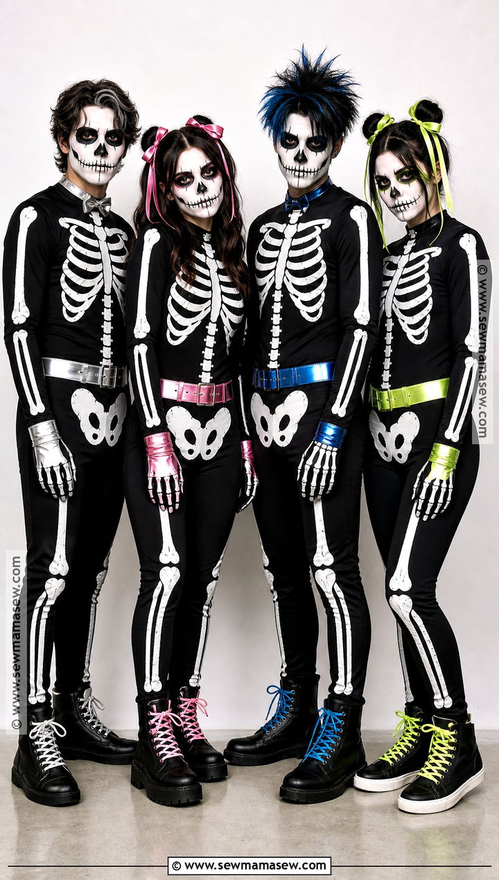 Skeleton Quartet Costume - 45 4 people halloween costumes