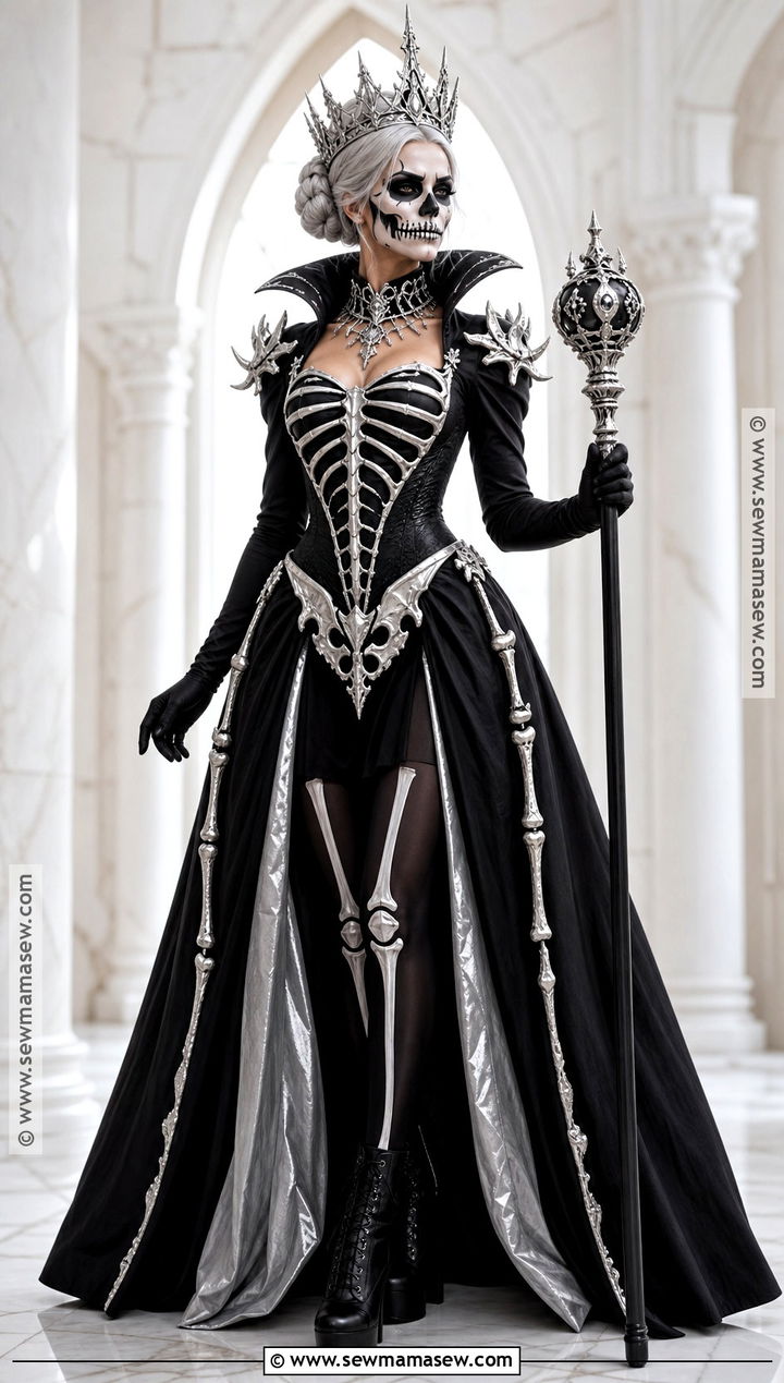 Skeleton Queen Costume With Black Gown - 35 scary halloween costume ideas for women