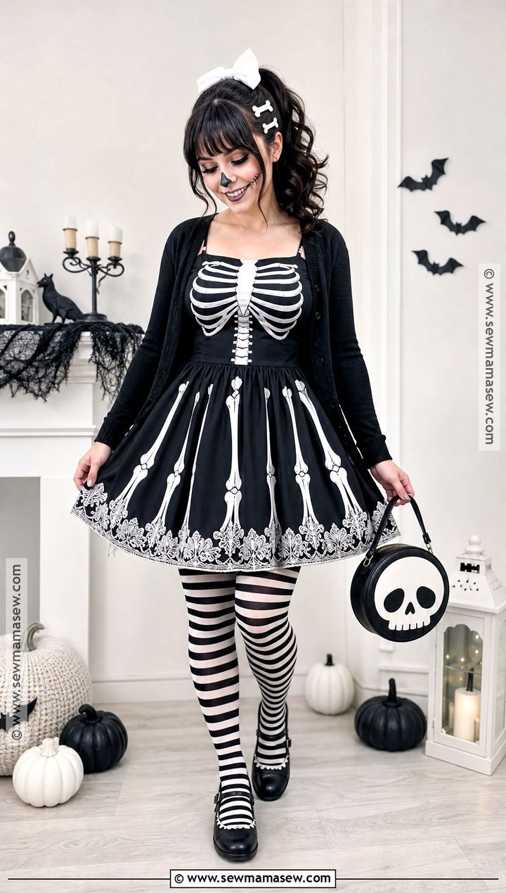 Skeleton Skater Dress Costume - 35 skeleton dress ideas