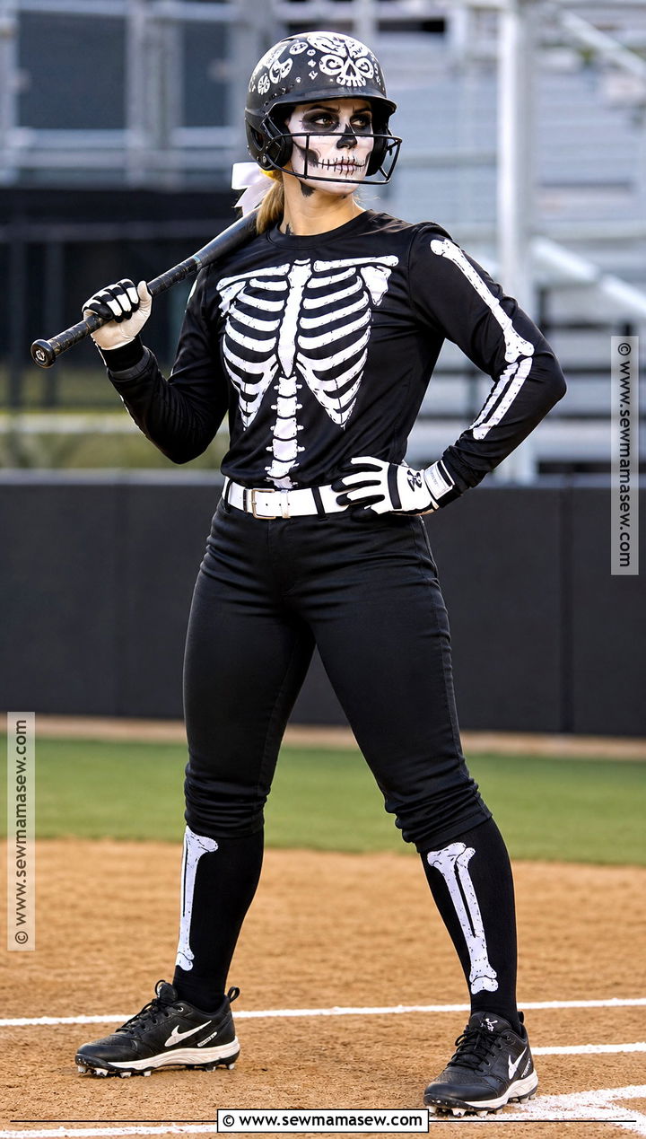 Skeleton Softball Player Costume - 30 softball halloween costumes