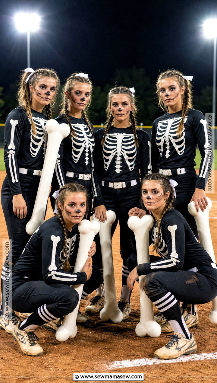 Skeleton Softball Team Costume - 35 softball team halloween costume ideas