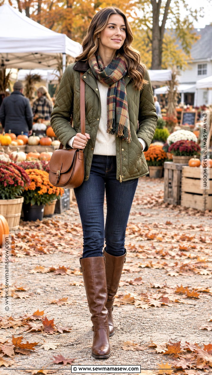Skinny Jeans And Brown Riding Boots - 20 tall boot fall outfits