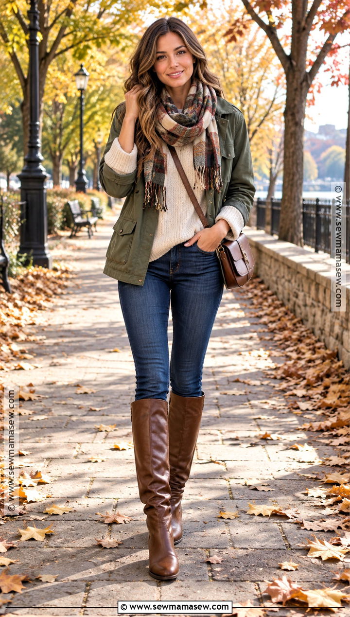 Skinny Jeans With Knee High Boots - 25 fall outfits boots