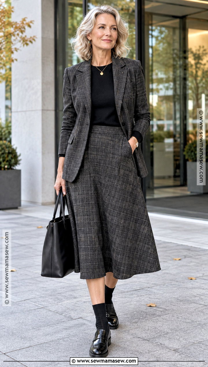 Skirt Suit And Loafers Fall Outfit - 25 fall autumn outfits