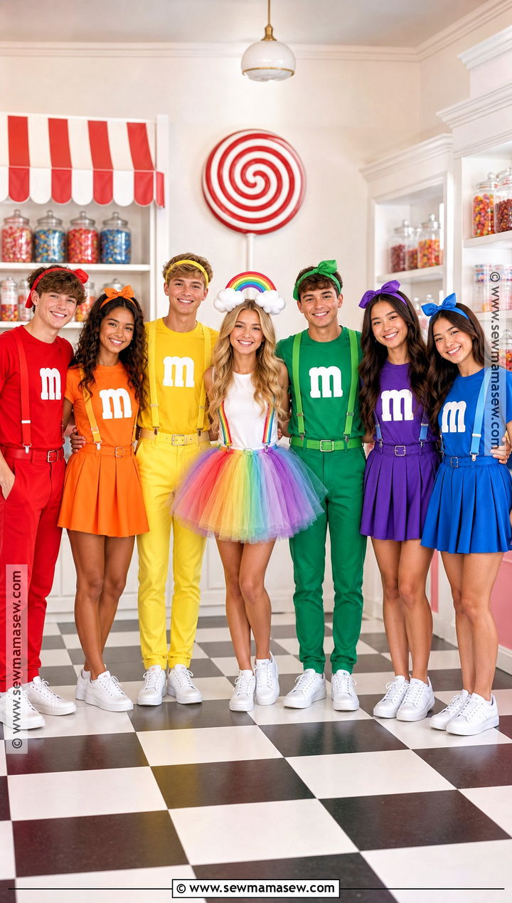 Skittles Rainbow Group Costume - 40 Group Halloween Costumes for Teens