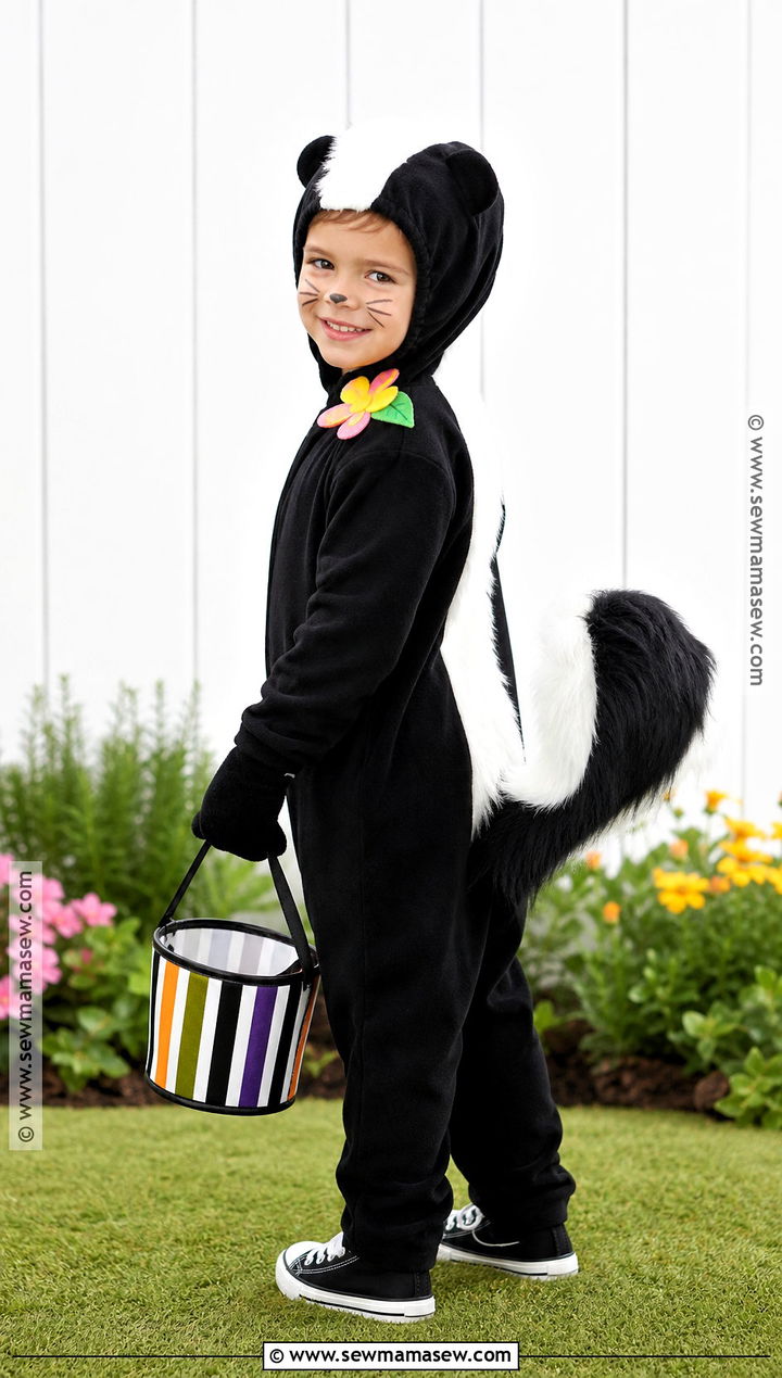 Skunk Costume With White Back Stripe - 35 animal costumes for kids