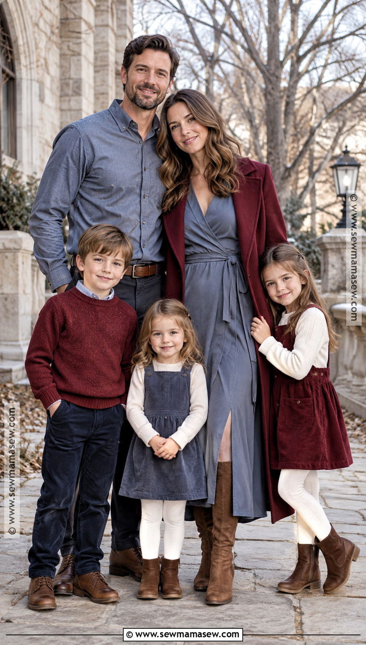 Slate Blue And Burgundy Family Photo Outfits - 20 Family Photo Outfits Fall Color Schemes Picture Ideas Winter