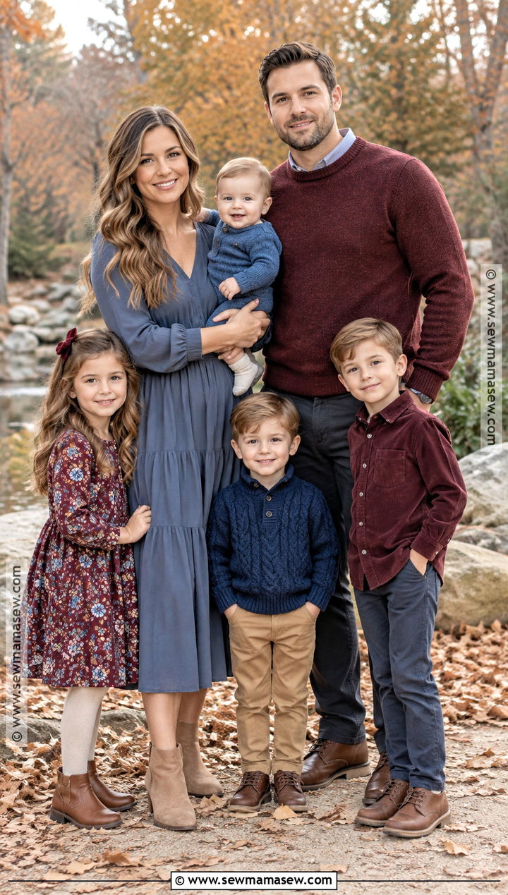 Slate Blue And Burgundy Family Photo Outfits - 15 blue family pictures outfits fall