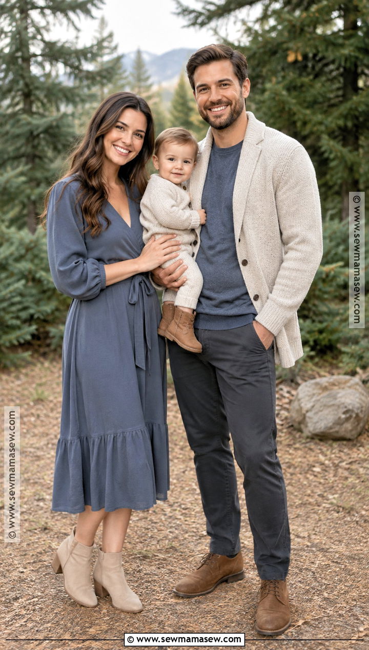 Slate Blue And Oatmeal Family Outfit - 20 blue fall family pictures outfits