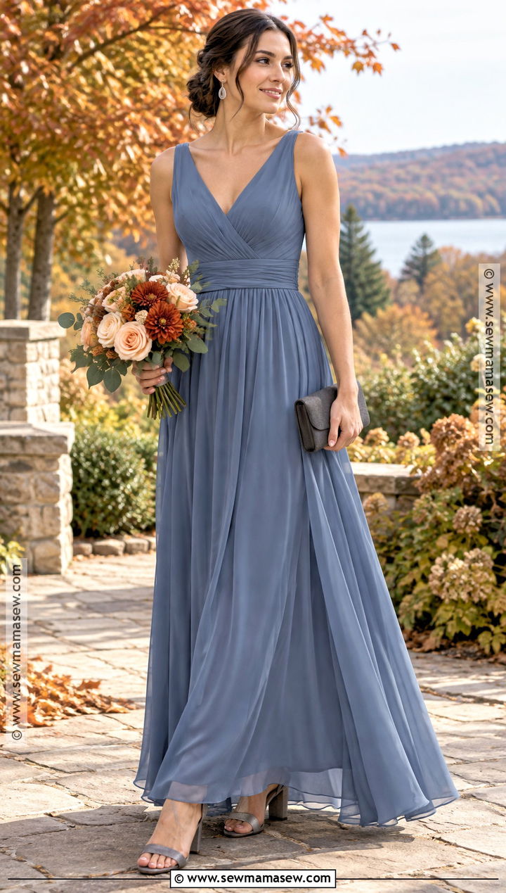 Slate Blue Bridesmaid Dress - 20 fall color bridesmaid dresses
