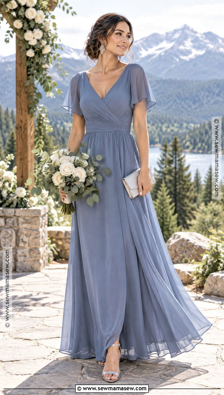 Slate Blue Chiffon Bridesmaid Dress - 15 Muted Fall Bridesmaid Dresses