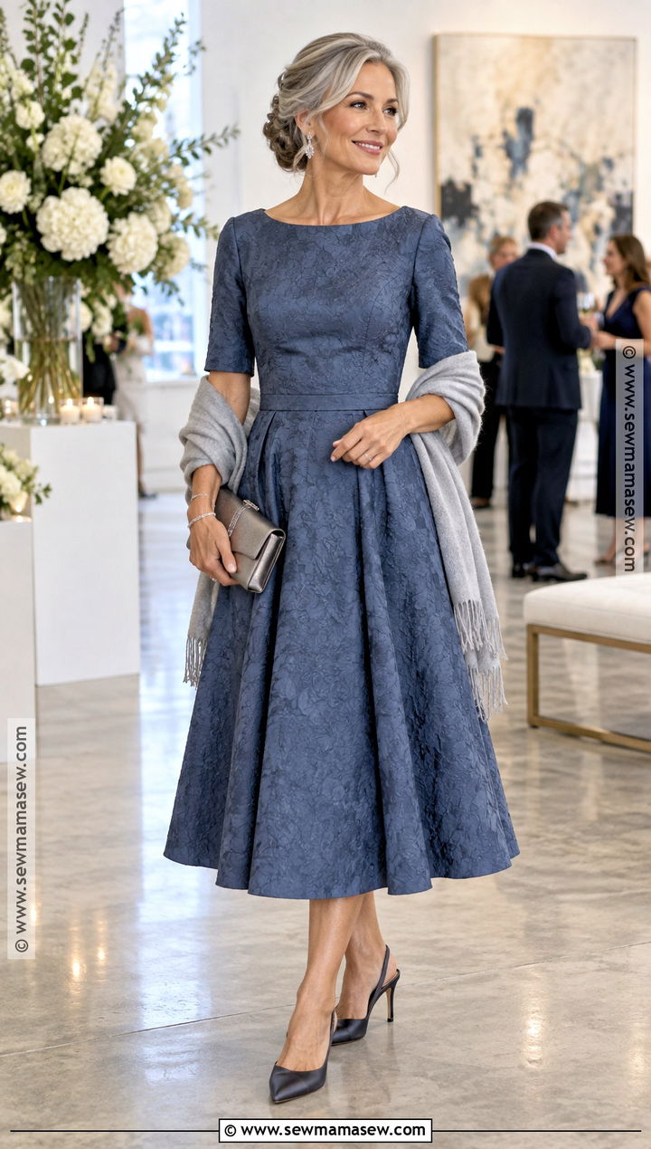 Slate Blue Fit And Flare Mother Of The Groom Dress - 15 casual mother of the groom dresses fall
