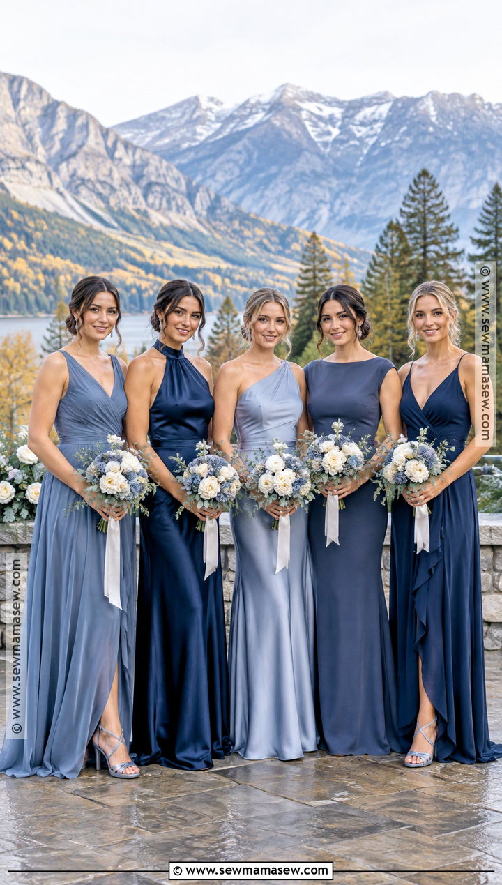 Slate Blue Navy And Silver Bridesmaid Dresses - 15 Mix And Match Bridesmaid Dresses Fall Color Palettes