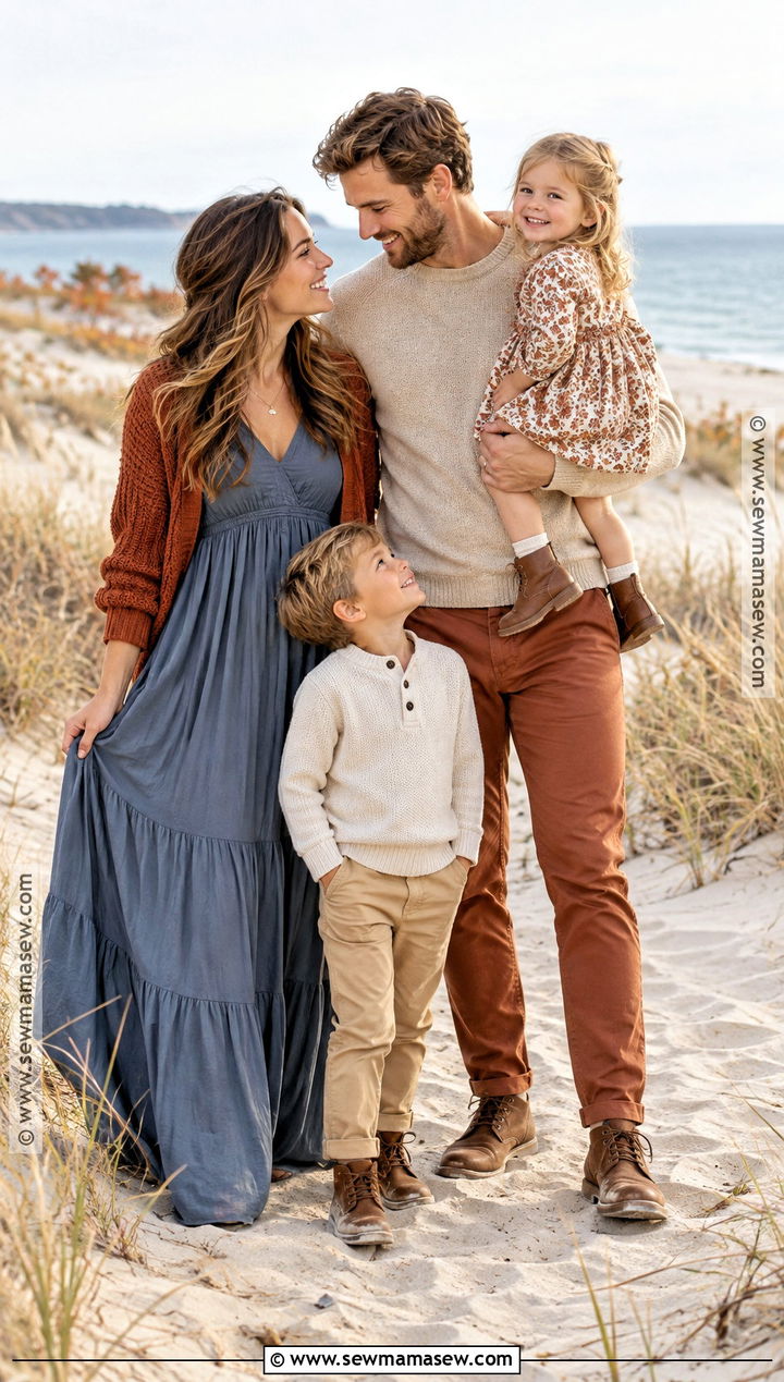 Slate Blue Rust and Sand Fall Family Photo Outfits - 20 Fall Family Photo Outfits Color Combos