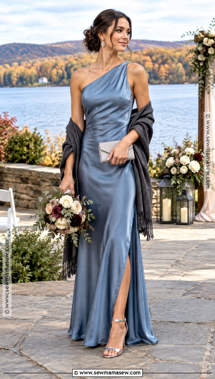 Slate Blue Satin Bridesmaid Dress - 15 Bridesmaids Dresses Fall Colors