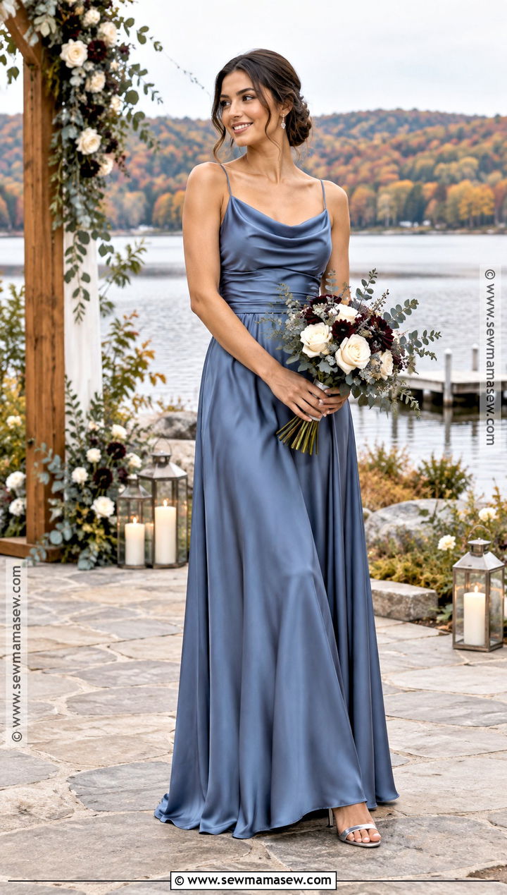 Slate Blue Satin Bridesmaid Dress - 15 Bridesmaid Dress Fall Colors Ideas