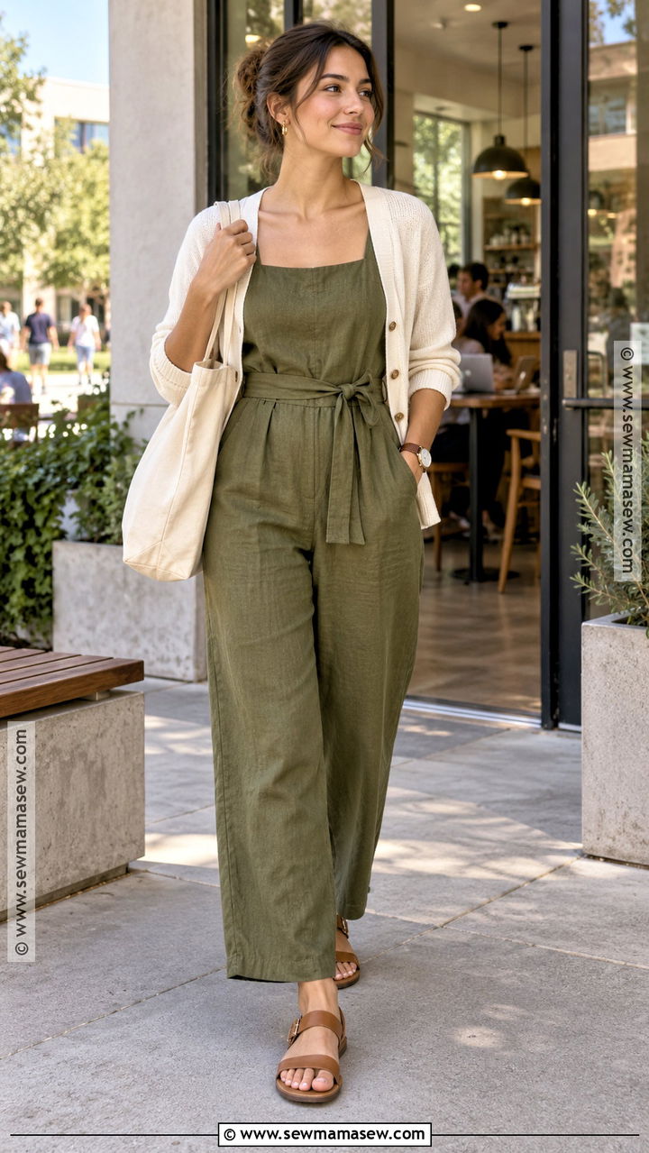 Sleeveless Jumpsuit And Sandals Back To School Outfit - 20 Back To School Outfits Warm Weather