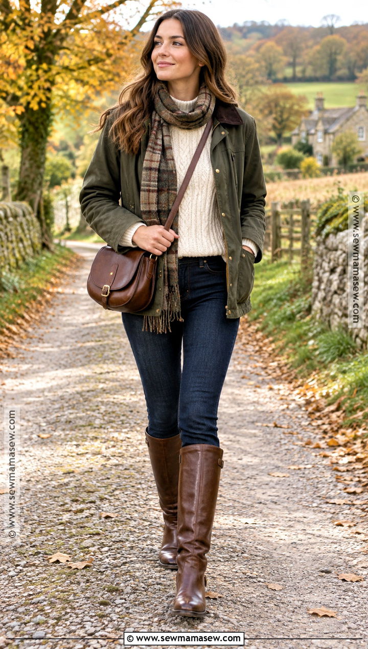 Slim Jeans With Barn Jacket And Riding Boots - 20 fall outfits women jeans