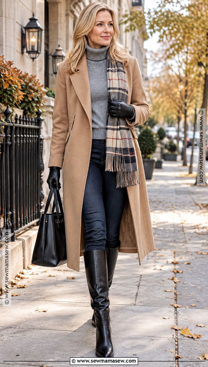 Slim Jeans With a Long Wool Coat - 20 fall denim ideas