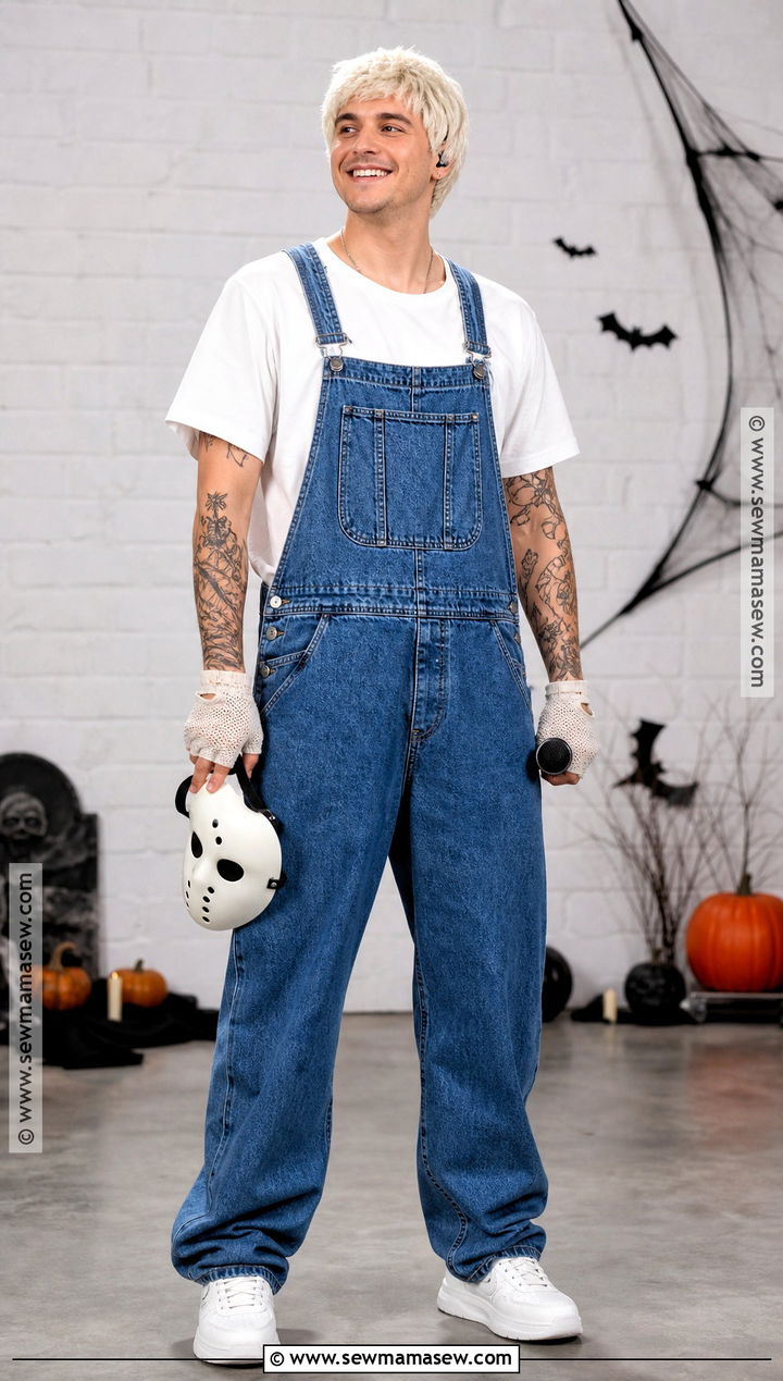 Slim Shady Costume With Denim Overalls And Hockey Mask - 35 slim shady costume ideas