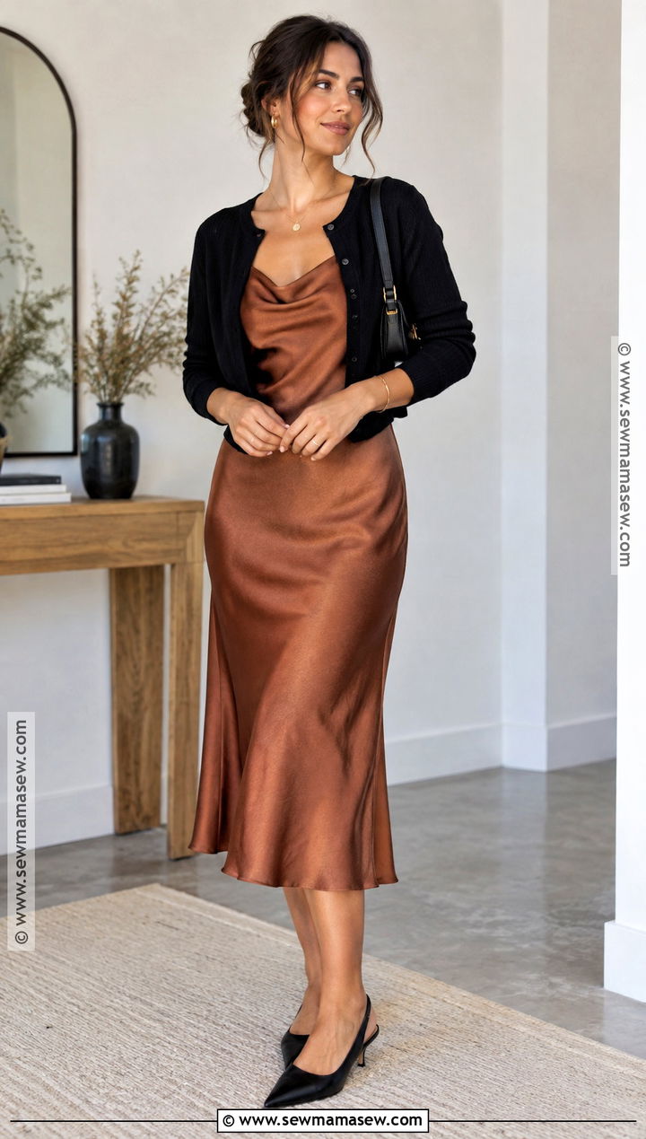 Slingback Heels With Satin Midi Dress - 15 shoes with midi dress fall