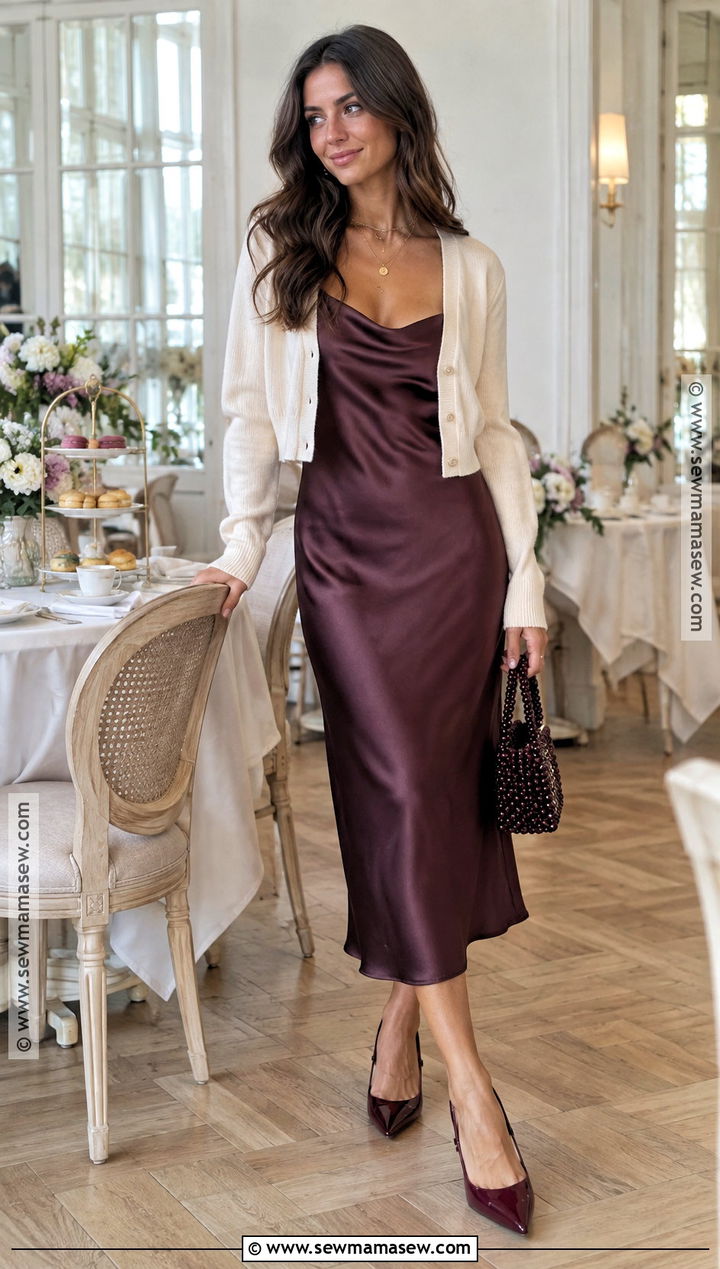 Slip Dress And Cropped Cardigan Birthday Outfit - 15 fall birthday outfit ideas for women